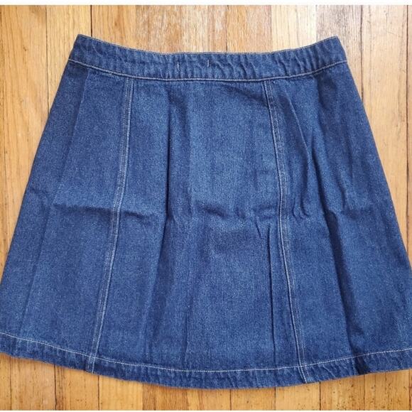 High Rise Blue Denim Button Front Mini Skirt Sz S 26" Waist Preppy EUC - Picture 4 of 8